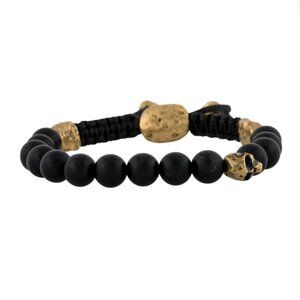 JOHN VARVATOS STONE & CORD ADJUSTABLE SKULL BEAD BRACELET